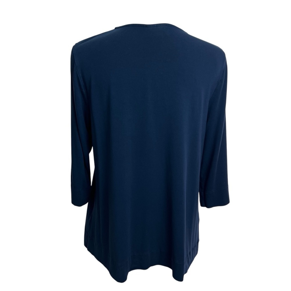 J. Jill Women’s Pullover Knit Top Sz Medium Color Navy Blue 3/4 Sleeves Stretch - Picture 4 of 10